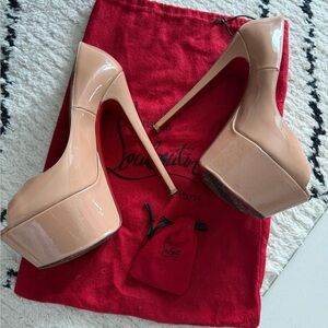 Christian Louboutin Beige Patent Platform Heels